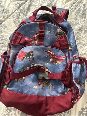Harry Porter Pottery Barn Kids Blue Backpack with Burgundy Trim and Green Accent